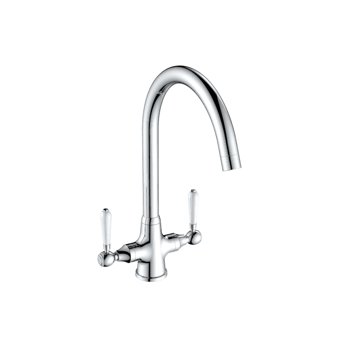 Reginox  Elbe Chrome Traditional Twin Lever Kitchen Sink Mixer Tap