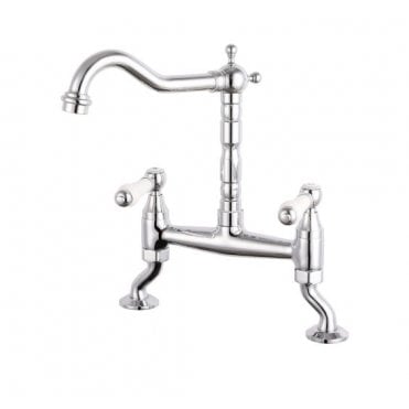Reginox WHITE LEVER BRIDGE MIXER - CHROME Kitchen Tap UTICA CH