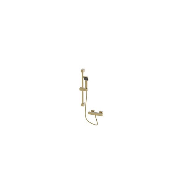 Rossa  Brushed Brass Thermostatic Shower Mixer With Slide Rail Kit