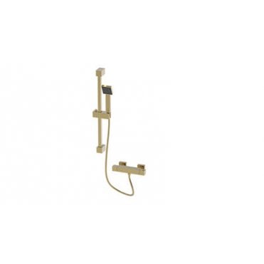 Rossa Brushed Brass Thermostatic Shower Mixer With Slide Rail Kit