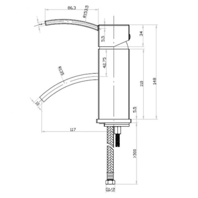 Sagittarius  Arke Basin Mixer Tap with Pop-Up Waste