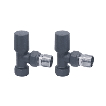 Scudo Anthracite Radiator Valve Angled 15mm (Pair)