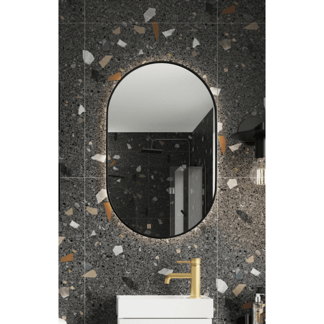 Scudo  Aubrey Oval Black 500 x 800mm LED Mirror