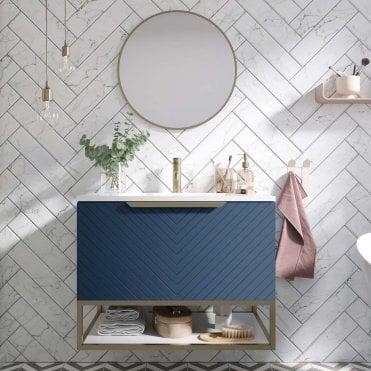 Scudo Chevron 800 Basin Cabinet Blue