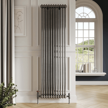 Scudo Column Designer Radiator 2 col 1800 x 416mm 9 Sections Raw Metal