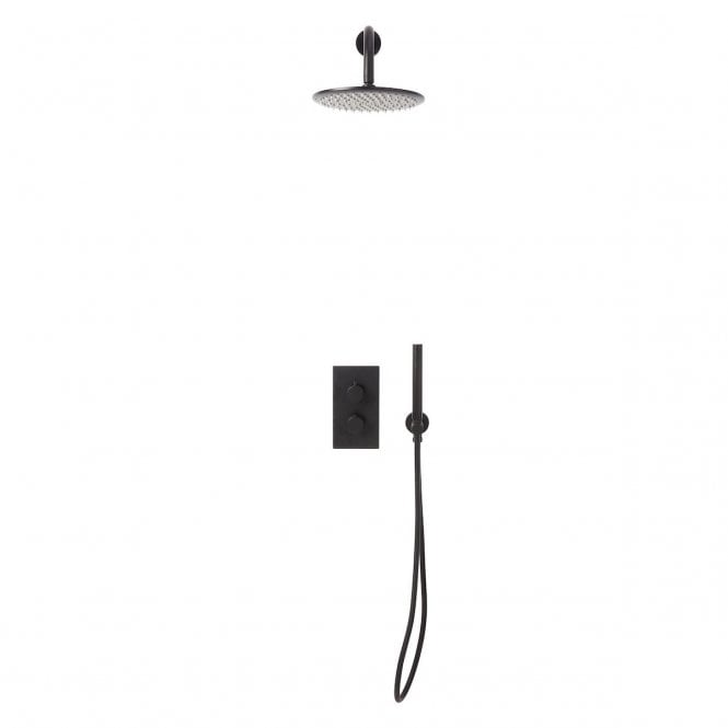 Scudo  Core Black Round Handle Shower Arm Drench Head Handset & Mounting Bracket