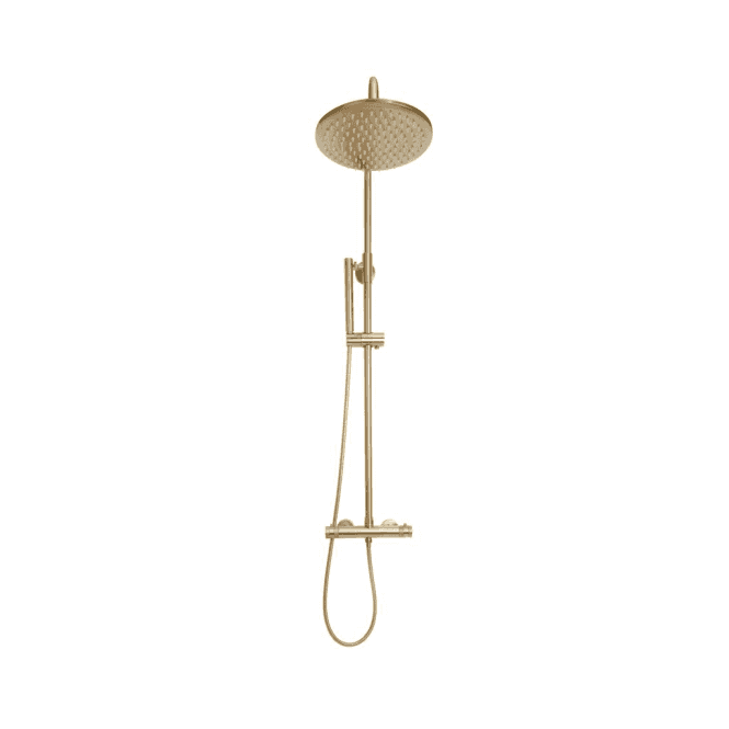 Scudo  Core Round Rigid Riser Shower Brushed Brass