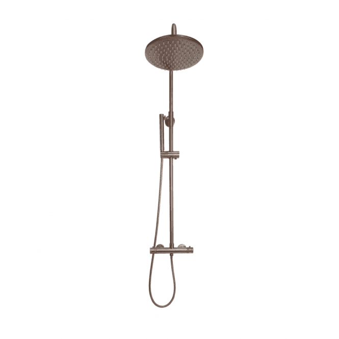Scudo  Core Round Rigid Riser Shower Brushed Bronze