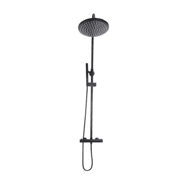 Scudo Core Round Rigid Riser Shower Matt Black