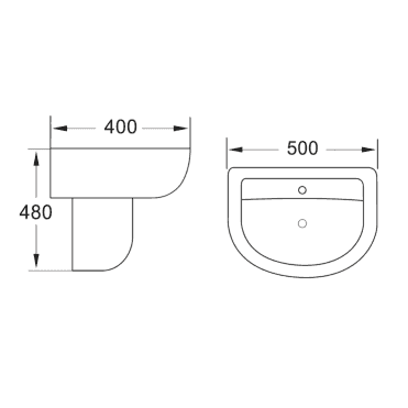 Scudo Deia 500mm Basin One Tap Hole