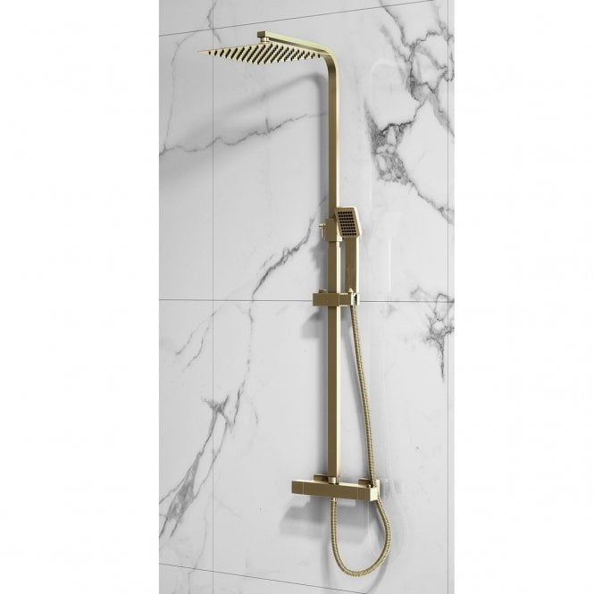 Scudo  Elliot Brushed Brass Square Rigid Riser Shower Set