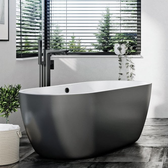 Scudo  Onyx 1655 x 750 Freestanding Bath Matt Black