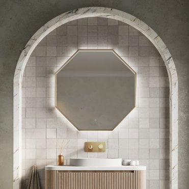 Scudo Passa Octagonal Mirror 800 x 800 Brushed Brass