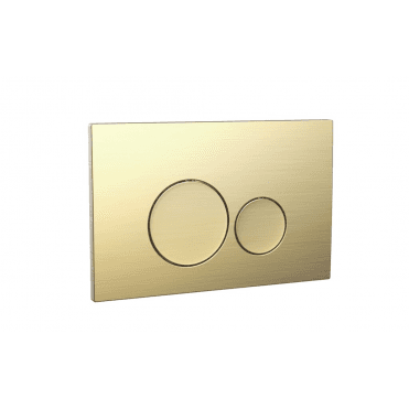Scudo Rectangular Flush Plate With Dual Round Flush Buttons - Brushed Brass