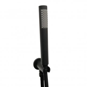 Scudo Round Matt Black Shower Outlet With Hose And Head