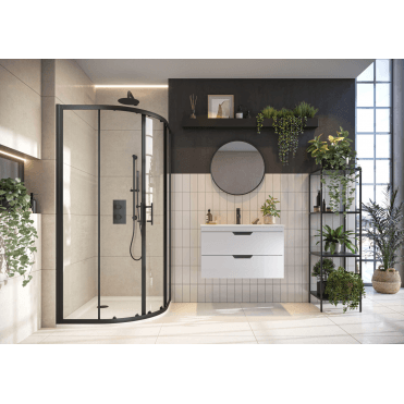 Scudo S6 Black Glass 800mm Double Door Quad (1850mm)