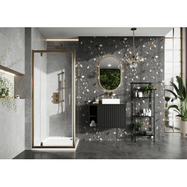 Scudo S6 Brushed Brass 6mm 700mm Side Panel (1900mm)