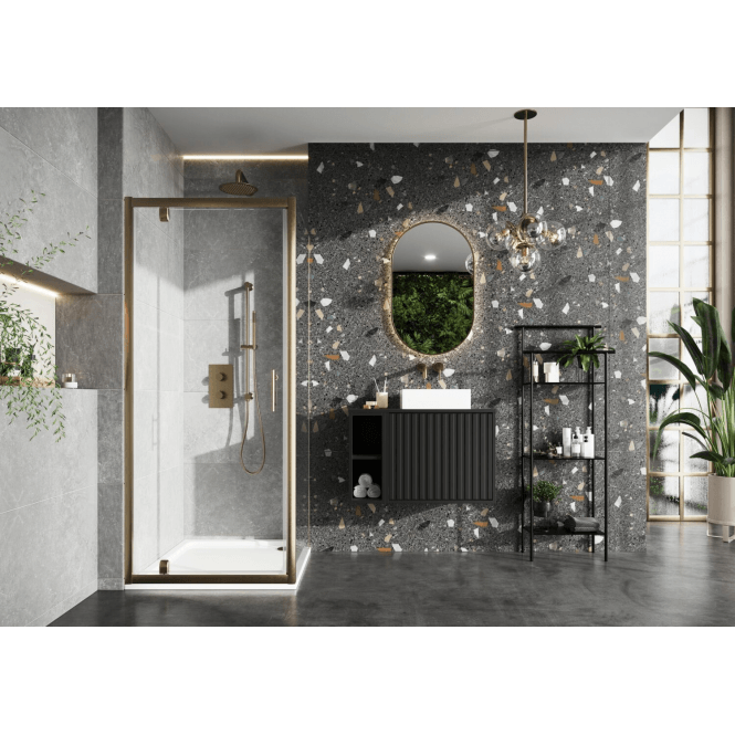 Scudo  S6 Brushed Brass 6mm 800mm Side Panel (1900mm)
