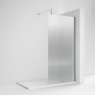 Scudo S8 8mm Fluted Glass Wetroom Panel 800mm with Chrome Profile