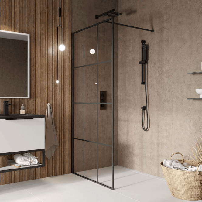 Scudo  S8 Grid Wetroom Screen 700 x 2000mm Grid Glass
