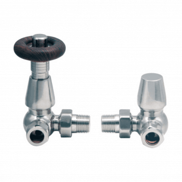 Scudo Satin Nickel Corner Radiator Valve (Pair)