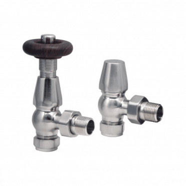 Scudo Satin Nickel Radiator Valve Angled (Pair)