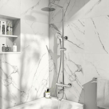 Scudo Solar Chrome Rigid Riser Shower Set With Bath Filler