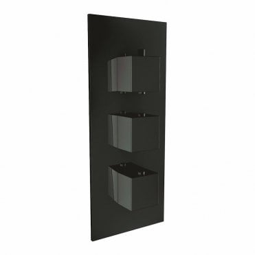 Scudo Triple Square Handle 2 Outlet Concealed Shower Valve Matt Black