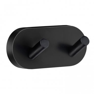 Smedbo Home Double Towel Hook, Black, Length 90 mm HB356