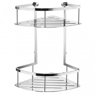 Smedbo Sideline Corner Shower Basket, Double, Polished Chrome DK3032