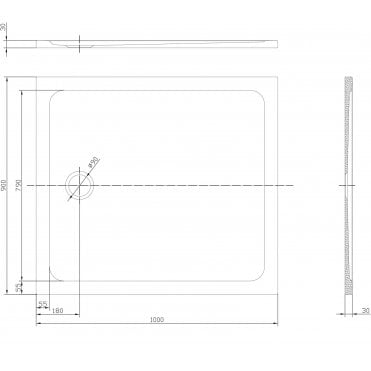 Tenby 1000x900mm Rectangle 30mm Low Profile Shower Tray TIS7903