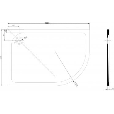 Tenby 1200x900mm Right Offset Quad 30mm Low Profile Shower Tray TIS7915