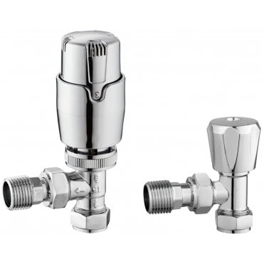 Tenby Angle TRV Rad Valves Twin Pack - Chrome TIS0079