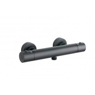 Tenby Black Round Thermostatic Bar Valve w. Easy Fit Kit - Black TIS0266