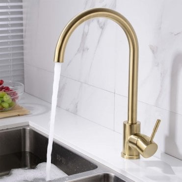 Bronx Brushed Brass Single Lever Kitchen Mixer Tap