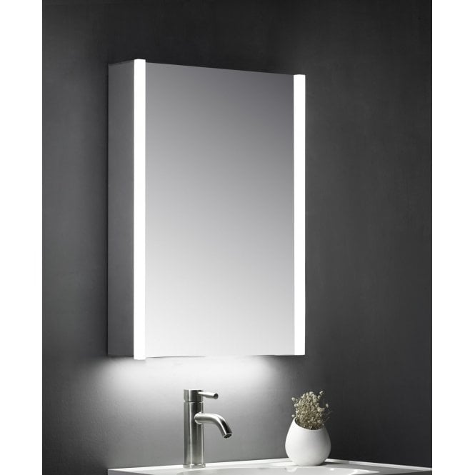 Tenby  Eden Single Door Mirror Cabinet LED Side Strips w. Sensor Switch & Shave Socket - 500x700mm TIS3101