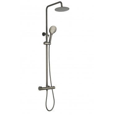 Tenby Menai Premium Round Thermostatic Overhead Shower Kit - Gunmetal TIS0273