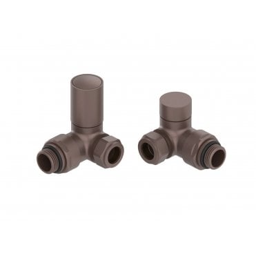Tenby Modern Corner Towel Rail Valves-Brushed Bronze TIS0372