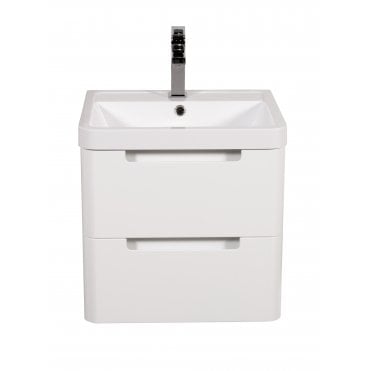 Tenby Monza 500mm Vanity & Basin White Gloss - Wall Hung TIS4229