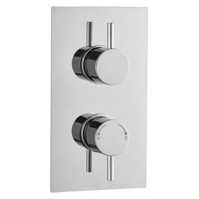 Tenby  Round Concealed Thermostatic 2 Handle 2 Way Shower Valve - Chrome TIS0025