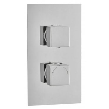 Tenby Square Concealed Thermostatic 2 Handle 1 Way Shower Valve - Chrome TIS0021