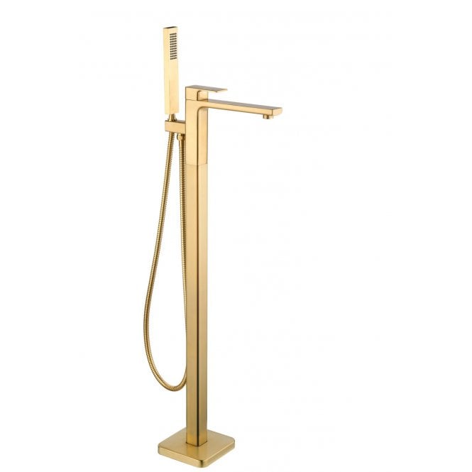 Tenby  TB+ Quadrado Square Freestanding Bath Tap with Shower Mixer Brushed Brass TIS5735
