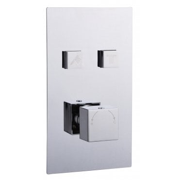 Tenby Thermostatic Square Concealed 2 Outlet Push Button Shower Valve - Chrome TIS0099