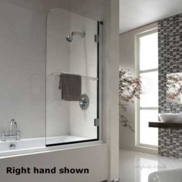 Twyford Hydr8 Radius Panel Bath Screen Left Hand - Polished Silver