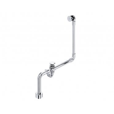 Kit 30 Modern 'push control' plug waste kit for baths with overflow hole Polished Chrome
