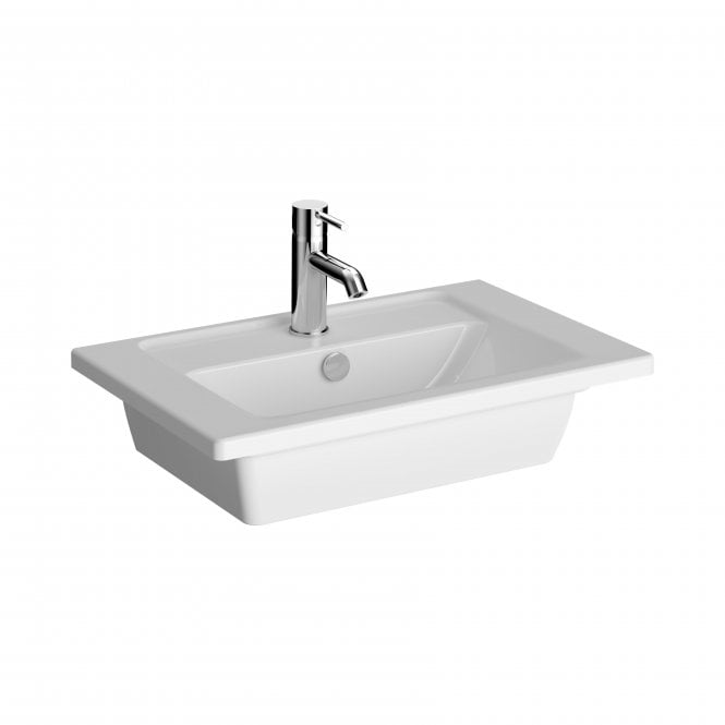 VitrA  60cm Short Projection Vanity Basin - One tap hole - With overflow hole