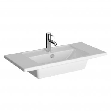 Vitra 80cm Short Projection Vanity Basin - One tap hole - With overflow hole