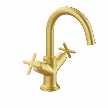 VitrA Origin Classic Basin Mixer with Cross Handles - Brushed Brass