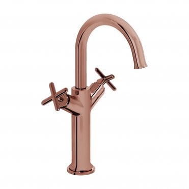 VitrA Origin Classic Basin Mixer with Cross Handles for Bowls - Soft Copper