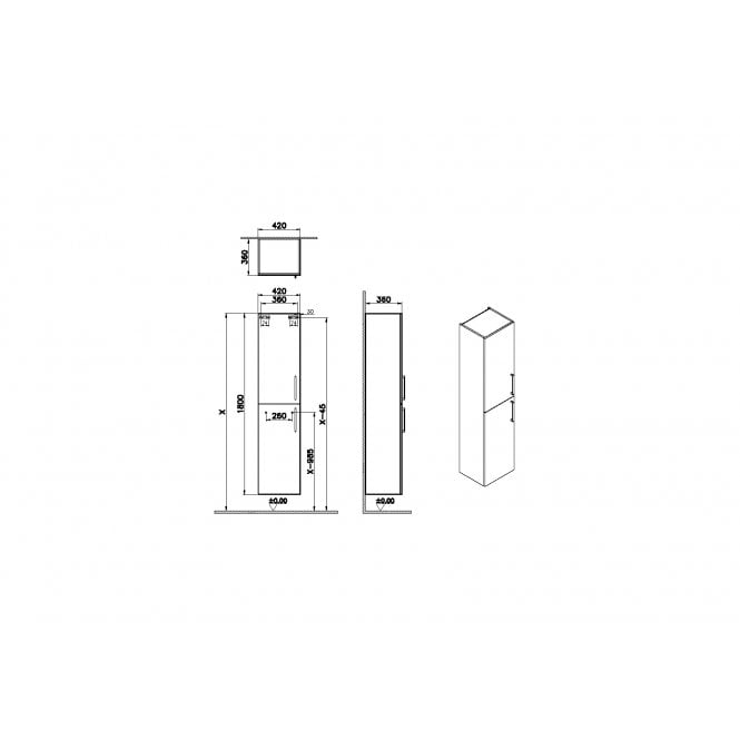 VitrA  Root Flat Tall Unit, 40cm - Walnut